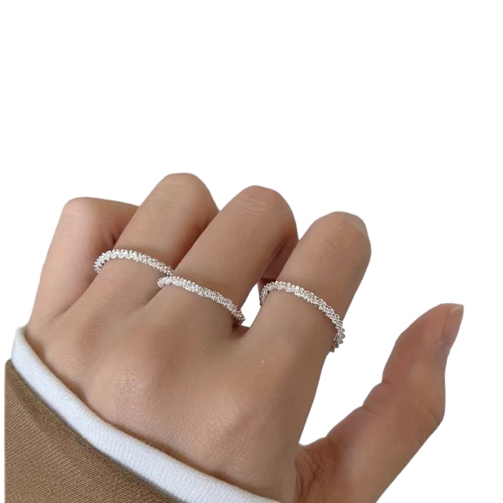 Flexible Chic Silver Sparkle Ring-1 Piece